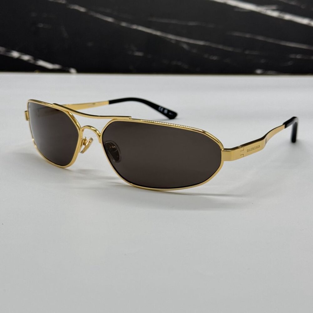 NEW BB0227S 001 BALENCIAGA DARK GOLD/GREY MEN BALENCIAGA SUNGLASSES - Picture 4 of 13